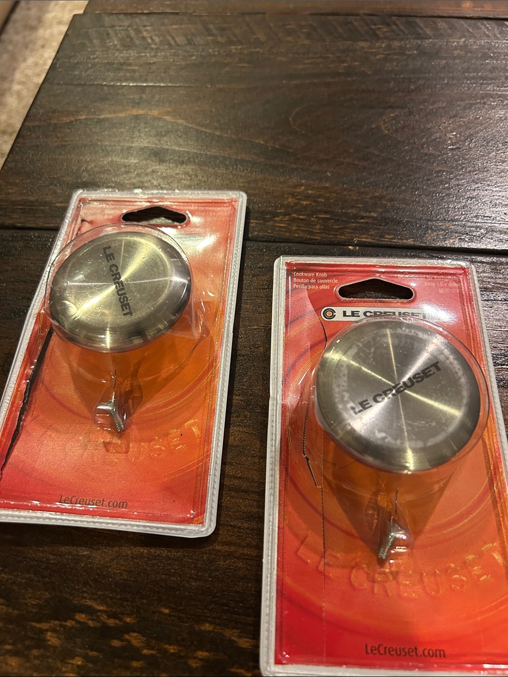 Le Creuset Brushed Stainless Steel Lid Knob Pair